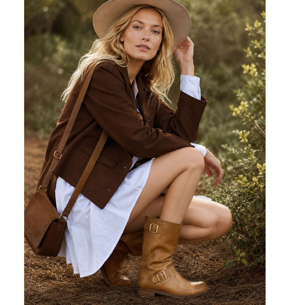 Frye Veronica Slouch Short Engineer Leather Boot 8.5